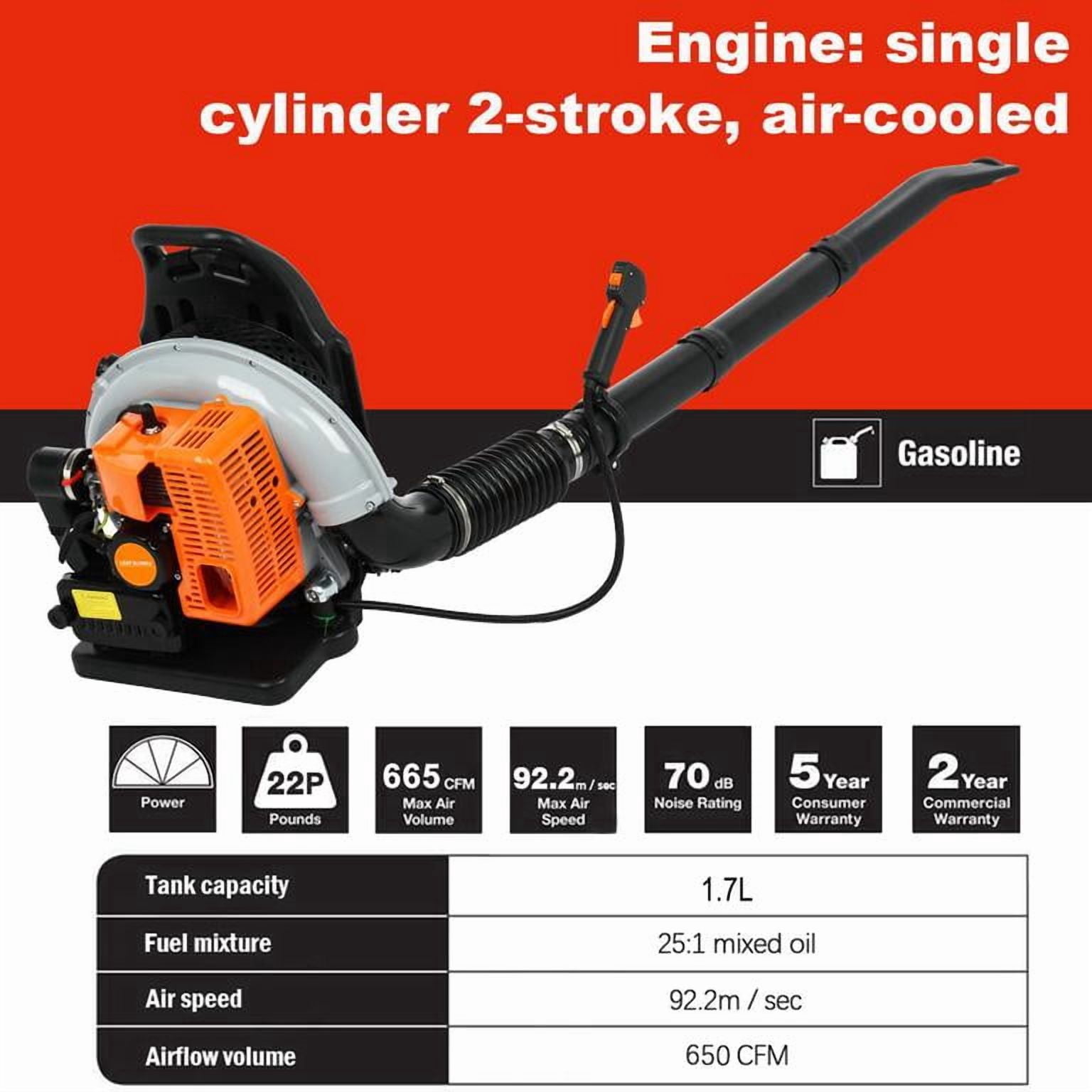 Lweong Powerful 63cc Backpack Leaf Blower, Gas Powered 2-Stroke 665 CFM 205 MPH for Heavy Duty Yard Cleaning, Leaf Removal & Snow Blowing