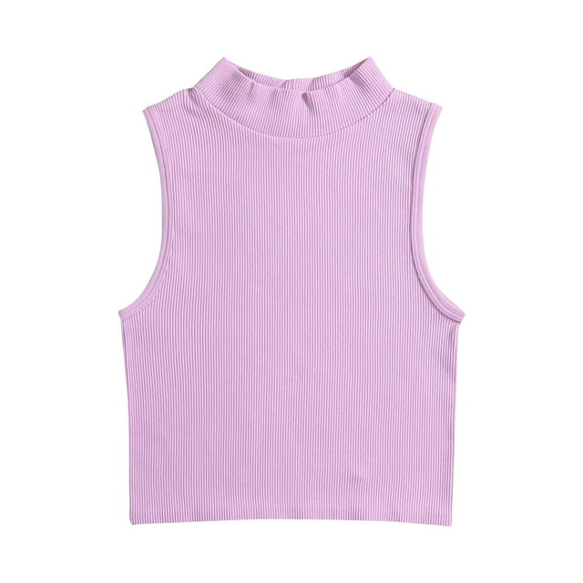 tarylea Women's Crop Tops Turtle Neck Ribbed Knit Camisole Sleeveless Crop Top Sports Athletic Tops