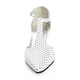 thumbnail image 2 of Ferwind Women's Kitten Heel T-Strap Sandals Polka-dot Assorted Colors Adult Polka-Dot White 11 Wide, 2 of 7