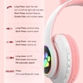 thumbnail image 5 of KERHAND Bluetooth Headphones for Kids, Cute Ear Cat Ear LED Light Up Foldable Headphones Stereo Over Ear with Microphone/TF Card Wireless Headphone for iPhone/iPad/Smartphone/Laptop/PC/TV (PIink), 5 of 5