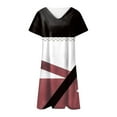 thumbnail image 4 of CENGNIAN Womens Plus Size Sun Dress on V-Neck Casual Temperament Pullover Short Sleeve Print Loose Dress, 4 of 5