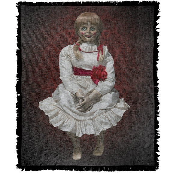 Annabelle 3 Blanket, 50'x60' Doll Poster Woven Tapestry Cotton Blend Fringed Throw Blanket