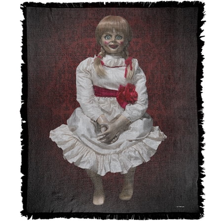 Annabelle 3 Blanket 50 x60 Doll Poster Woven Tapestry Cotton Blend Fringed Throw Blanket