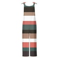 thumbnail image 3 of up to 60% off Gifts Usmixi Jumpsuits for Women Fashion Loose Wide Leg Adjustable Strap Cotton Linen Pocket Baggy Jumpsuits Overalls Summer Formal Striped Print Crewneck Sleeveless Long Rompers Red l, 3 of 4