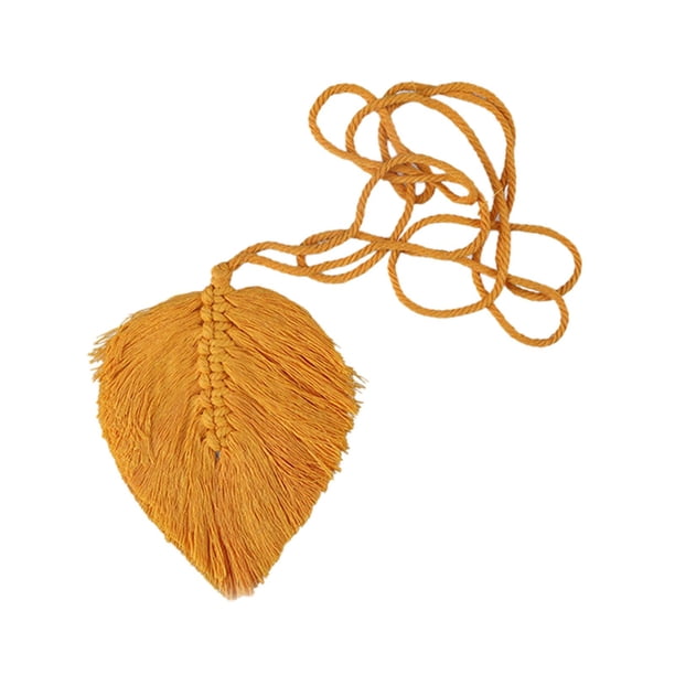 Alzapaños de cortina de cuerda de algodón hechos a mano, estilo nórdico, para decoración del hogar Amarillo