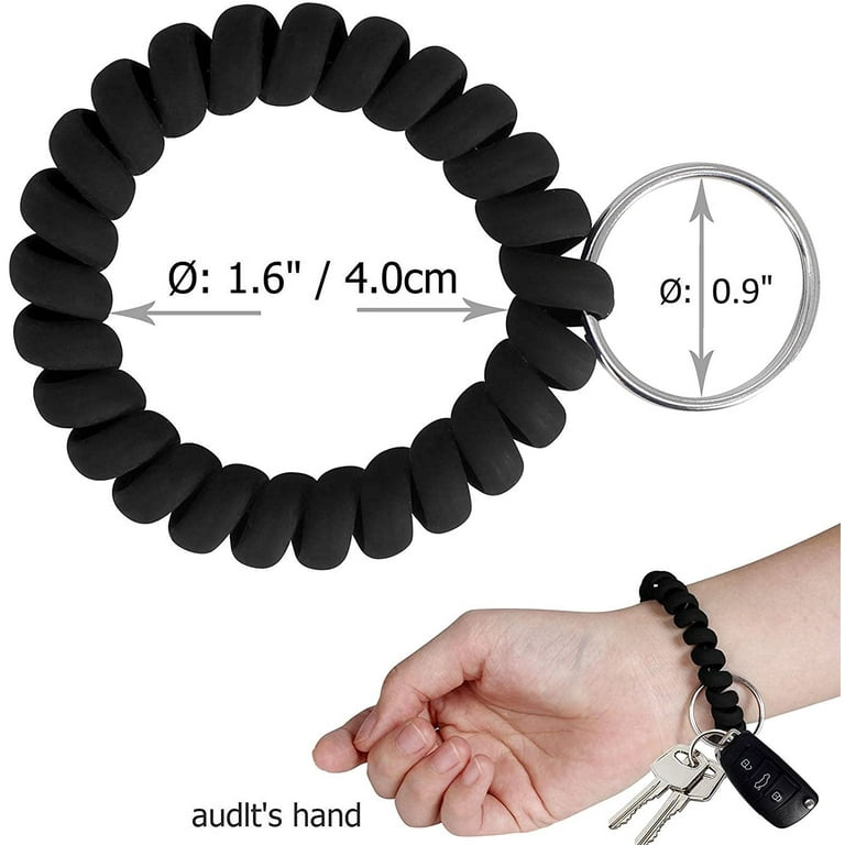 7PCS Wrist Coil Key Ring Wrist Band Bracelet Keychain Stretchable