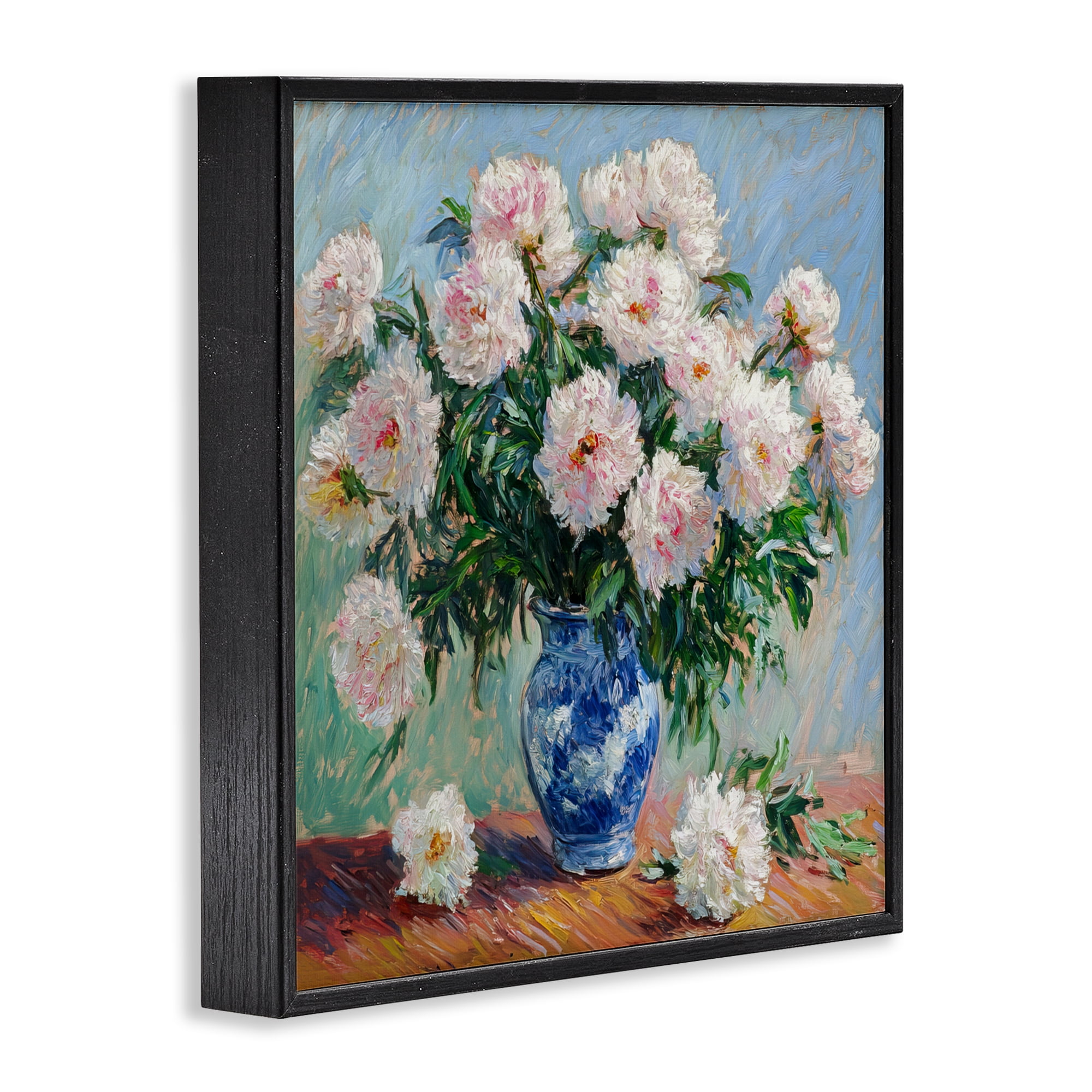 Stupell Industries Peonies in Blue Vase Black Framed Giclee Art, design by Tina LeCour