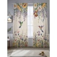 thumbnail image 2 of Spring Floral Sheer Curtains 96 Inch Length 2 Panels Set, Daisy Sunflowers Wisteria Hummingbird Beige Voile Window Treatment Semi Sheer Long Curtains Drapes for Bedroom/Living Room/Kitchen 52"x96"x2, 2 of 7