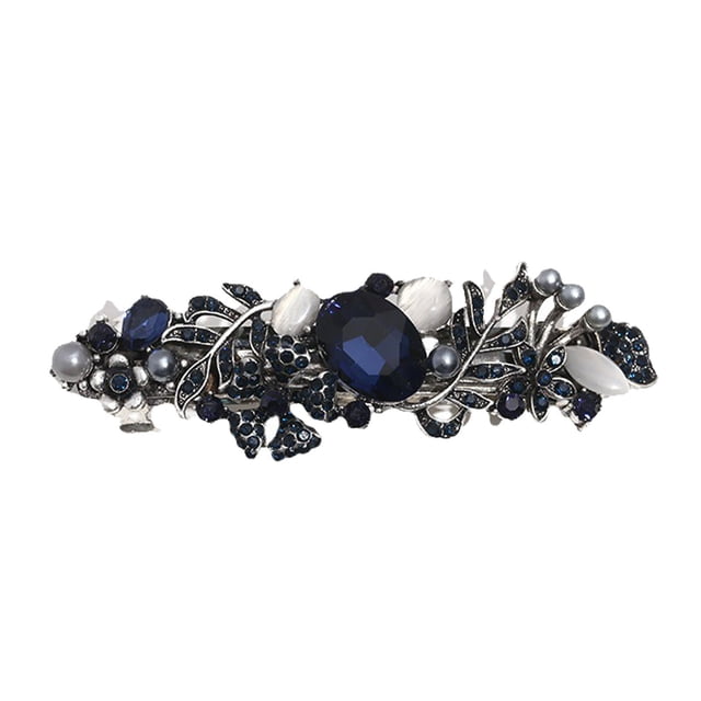 4 colores de pasadores de pelo con flores de cristal y pedrería para mujer; pasador de resorte con perlas; metal de cobre electrochapado; para uso diario, fiestas y bodas
