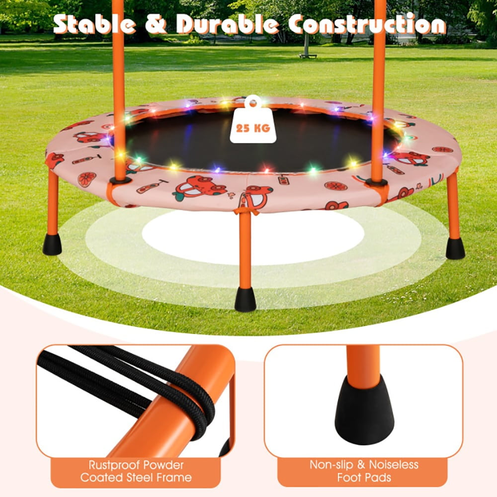 Demifill 36 Inch Mini Trampoline with Colorful LED Lights and Bluetooth Speaker-Orange, Bounce Trampoline for More Bouncing Scenarios