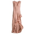 thumbnail image 5 of ClodeEU Women's Sleeveless V Neck Linen Ruffle Hem High Low Maxi Dress,Trendy Boho Summer Sundress Pink,Women's Plus L, 5 of 7