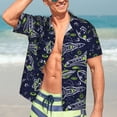 thumbnail image 3 of Haiem Hand Drawn Rockets Printed Hawaiian Shirt for Men - Men’s Casual Beach Summer Shirts - Stretch Fabric with Modern Fit-Small, 3 of 7