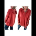 thumbnail image 2 of Sudaderas Oversize para Mujer, Sudaderas de Larga con Botones y Cuello Henley, Ropa de Otoño A . Rojo Oscuro M, 2 of 6