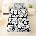 thumbnail image 3 of Homewish Bohemian Daisy Floral Twin Sheets,Abstract Aesthetic Bedding,White Black,3 Pieces,1 Fitted Sheet and 1 Pillowcase, 3 of 6