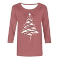 thumbnail image 4 of Womens Christmas Tops 3/4 Sleeve Shirts Fashion Tree Print Loose Casual Xmas Fistival Tops, 4 of 4