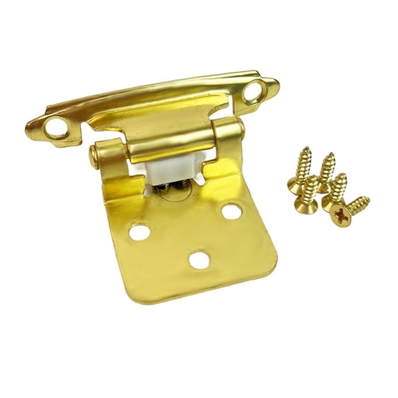Brass Self-Closing Cabinet Hinges,Gold/Black 38 Inset Design for Kitchen & Bathroom Furniture,6 Pack with Screws