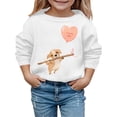 thumbnail image 1 of PMVFHDE Chandails en Molleton Col Rond Fille Automne et Hiver Saint-Valentin Imprimé Chiot à Capuche Blanc, 2-3 Ans, 1 of 4
