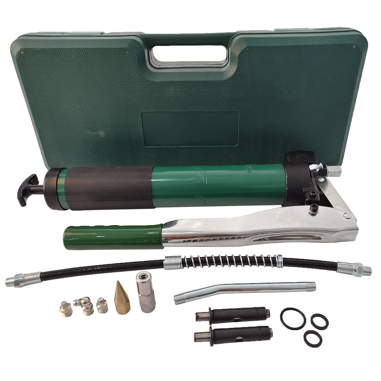 Dawot 13PCS Heavy Duty 9900 PSI Professional Lever Handle Grease GunAutomotive Maintenance Set Includes Flexible Hose with Spring Flat Head Grease Fitting Flame Tip Grease Fittings