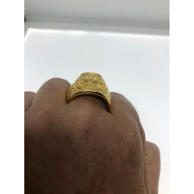 Vintage Blue CZ Eagle US Army Ring Stainless Steel Veteran