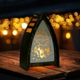 thumbnail image 1 of Portavelas LED con luces | Farol decorativo para el hogar | Adorno colgante a pilas para dormitorio, patio o fiesta | Diseño de plástico y madera, 1 of 5