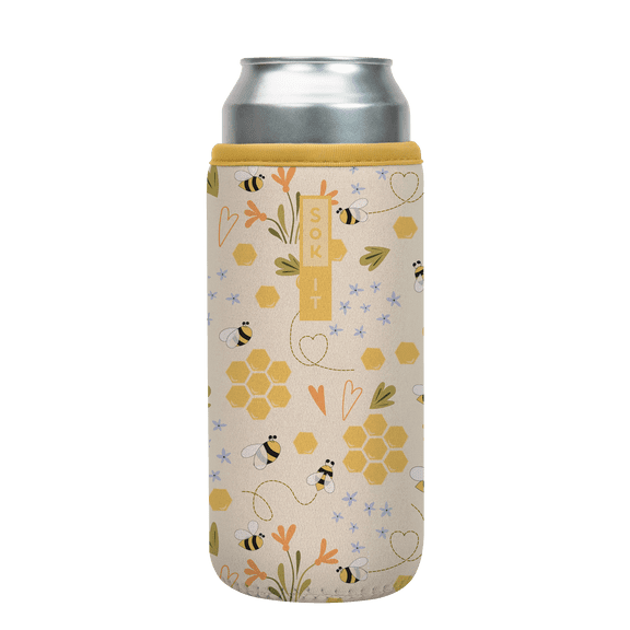 Sok It CanSok Sleeve for Beer & Soda Insulated Neoprene Cover (Honeycomb Buzz, 25oz Can Sleeve)