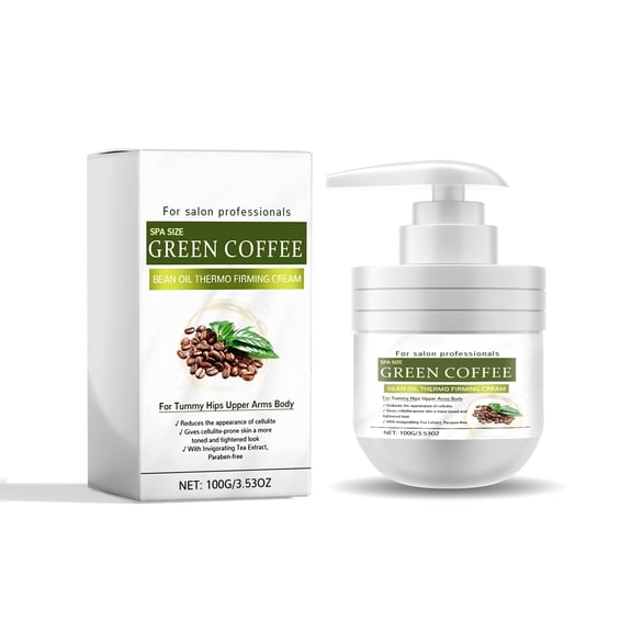 Upgraded Green Coffee Bean Oil Thermo Firming Cream - Skin Firming & Cellulite Appearance Cream for Tummy, Hips & Upper Arms, Improves Skin Elasticity & Texture, Hydrating Formula, 100g