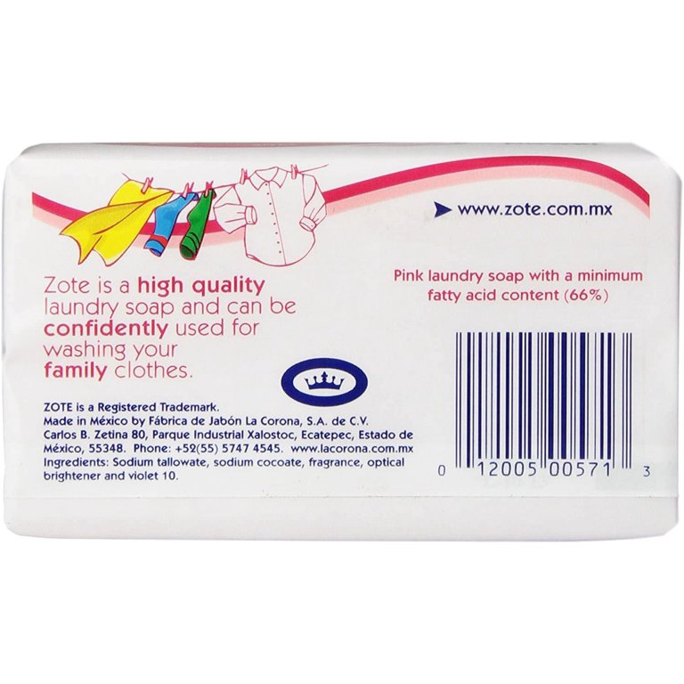 ZOTE Pink Laundry Bar Soap, Superior Stain Removal, Two 14.1