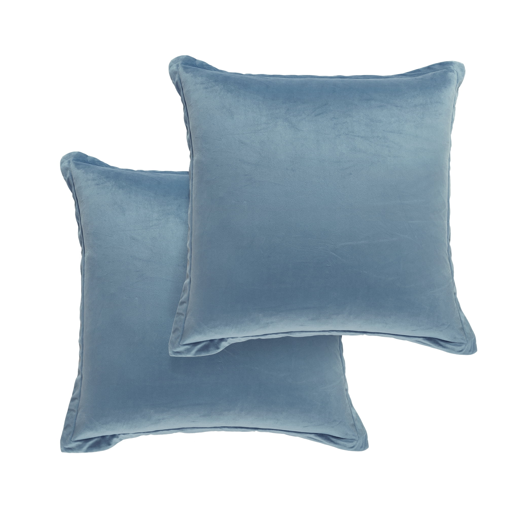 Lush Decor Velvet Dreams Euro Sham Covers 2 Piece Set 25.5" W x 25.5" L + 1.5" Dusty Blue - Velvet Pillow Cover - Euro Pillow Covers - Glam Decorative Pillows for Bed