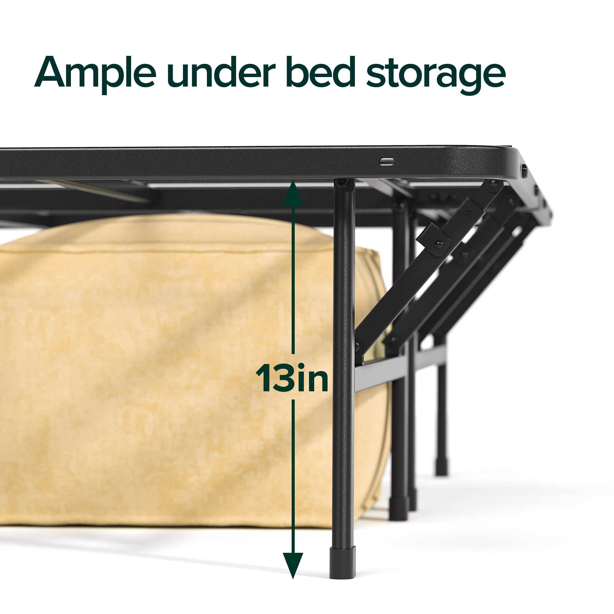 Zinus 42" SmartBase Foundation with Upholstered Headboard, Metal Bed Frame, California King