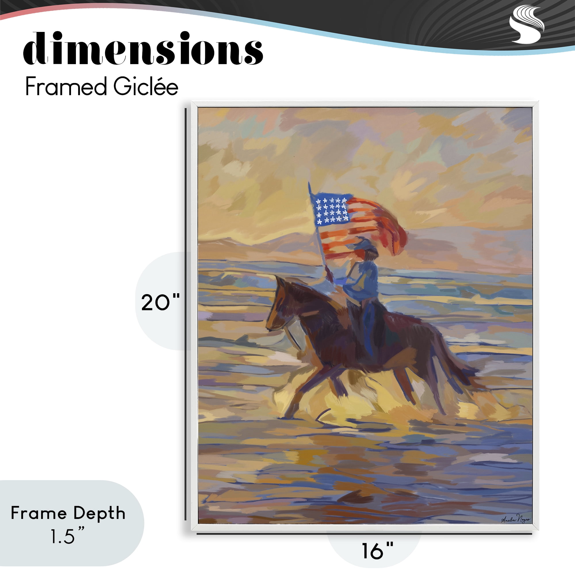 Stupell Industries American Cowgirl Abstraction White Framed Giclee Art, design by Amelia Noyes