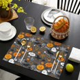 thumbnail image 4 of Gray Halloween Boo Icons Summer Placemats Table Placemats Set Of 4-Linen Kitchen Washable Placemats Table Mats 11.8"x17.7" Non-Slip Heat Resistant, 4 of 6