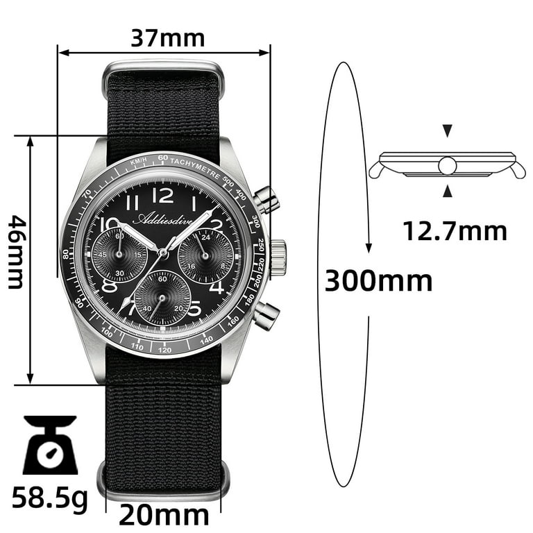 ADDIESDIVE Men's Luxury Dive Watch Chronograph, 100m Waterproof
