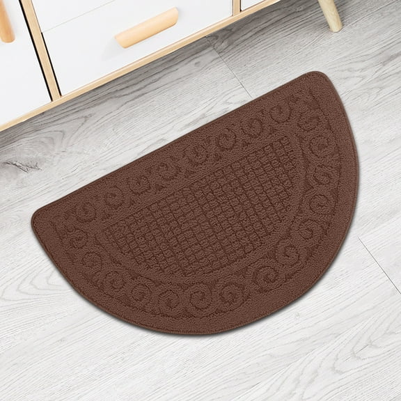 Beautynvta Front Door Mat for Indoor Outdoor Entrance, Half Round Waterproof Non-Slip Doormat, Kitchen Bathroom Toilet Floor Rug, Solid Color Carpet Mat, 24.8''x15.7''
