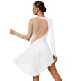 thumbnail image 2 of iixpin Women's Shiny Rhinestone Lyrical Dance Costumes Long Sleeve Asymmetrical Figure Ice Skating Dress White L, 2 of 5