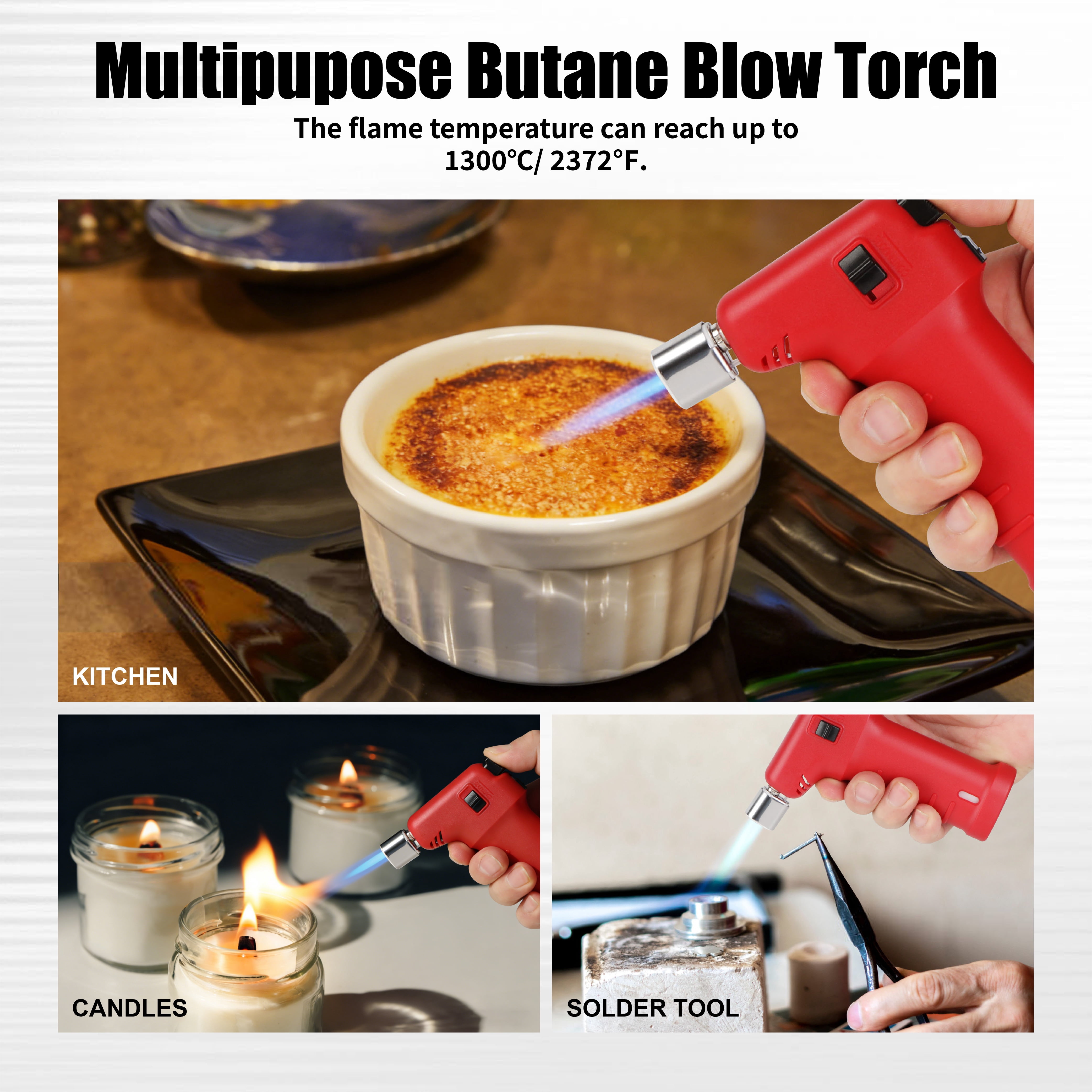 Everstart Butane Torch – Adjustable Flame Refillable Butane Torch Lighter for Soldering, Heat Shrink, Automotive, and Home Repair