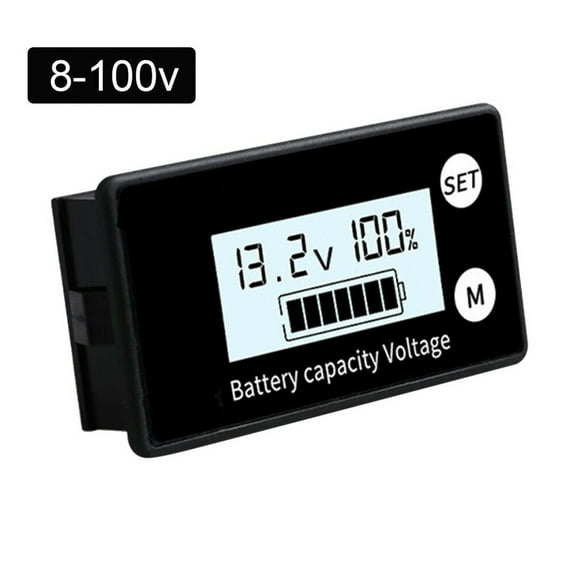 Battery Voltage Monitor with Alarm for 12V 24V 36V 48V 60V 72V Lithium and Lead-Acid Battery Packs with LCD Display