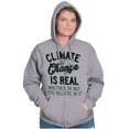 thumbnail image 3 of Climate Change Is Real Earth Day Unisex Fleece Graphic Zip Up Hoodie Brisco Brands 2X, 3 of 5
