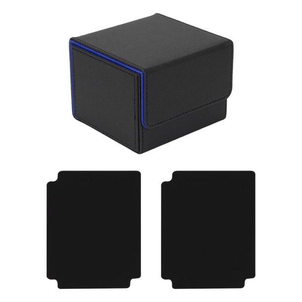 Caja de almacenamiento para baraja de cartas coleccionables, estándar, con 2 separadores de cartas, práctica Cuadros Negro Azul
