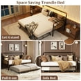 thumbnail image 5 of BouPower Twin Daybed with Pop Up Trundle, Foldable Metal Platform Bed Frame with Lockable Casters & Steel Slat Support for Bedroom Living Room Guest Room Small Spaces, 5 of 8