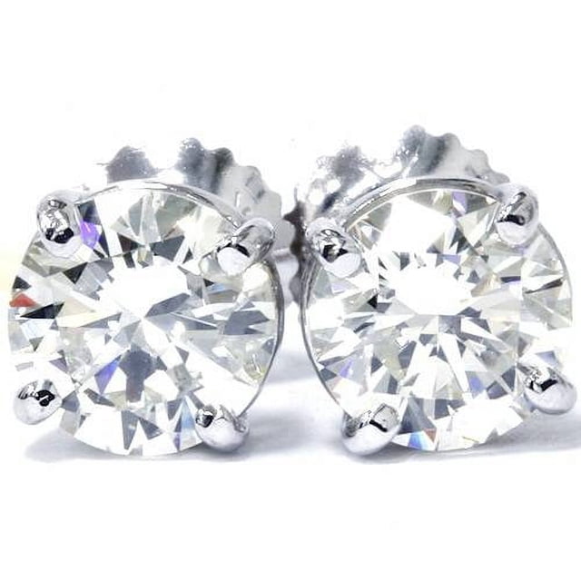 Clous en Diamant de 4 Carats en Or Blanc 14 K avec Fermoirs Vissés
