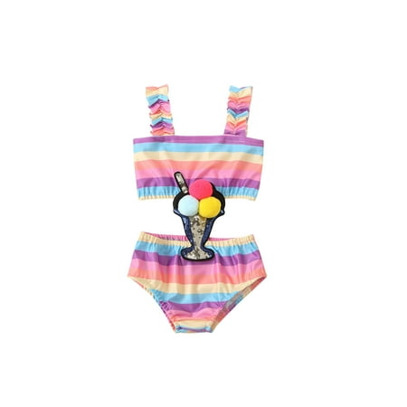 

Toddler Baby Girls One Piece Strap Swimsuit Kids Splice Swimwear Beach Outfit Girl Bathing Suit