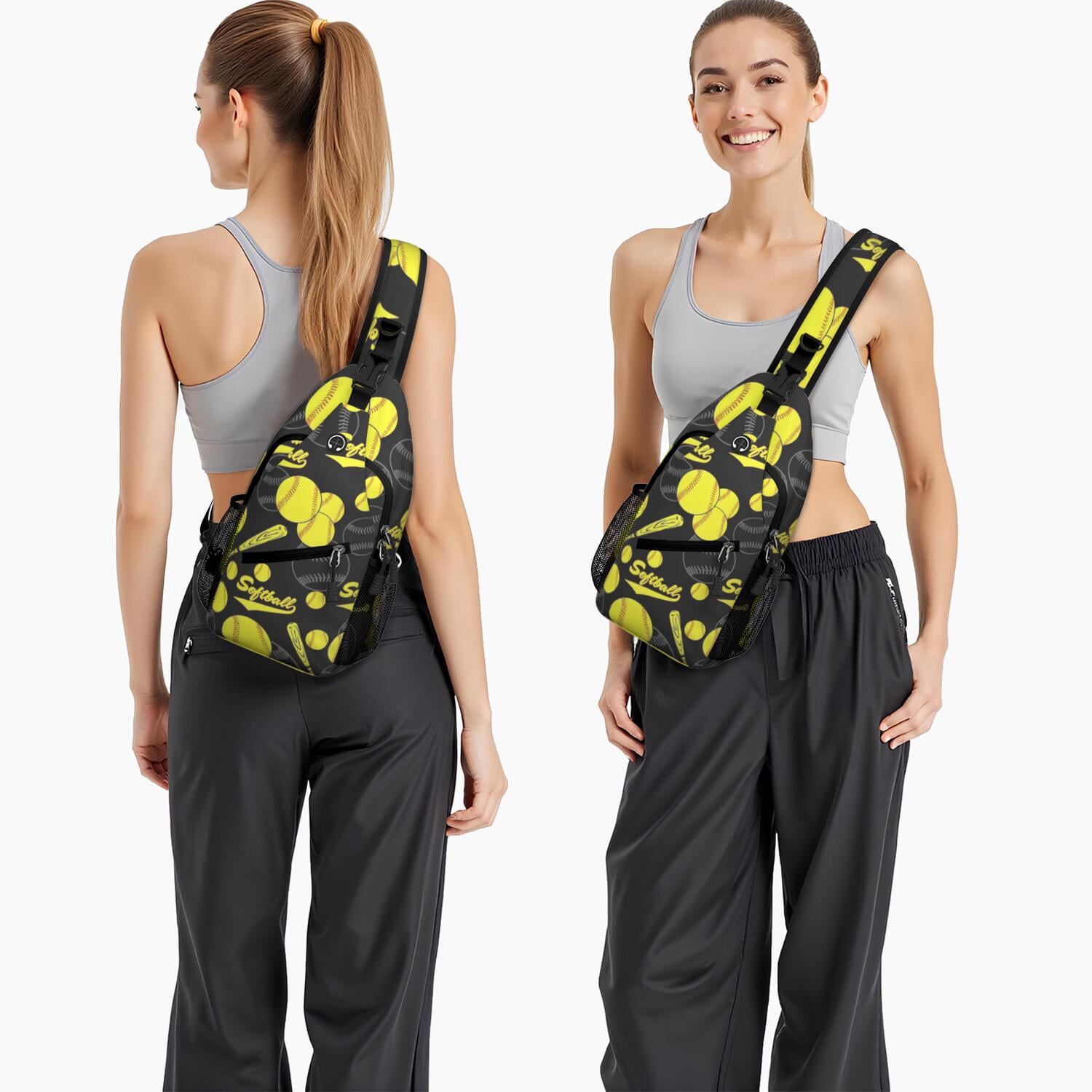 Travel-Ready Crossbody Bag Lightweight Shoulder Backpack with Baseball Print, Anti-Theft Pocket Versatile for Sports, Commuting
