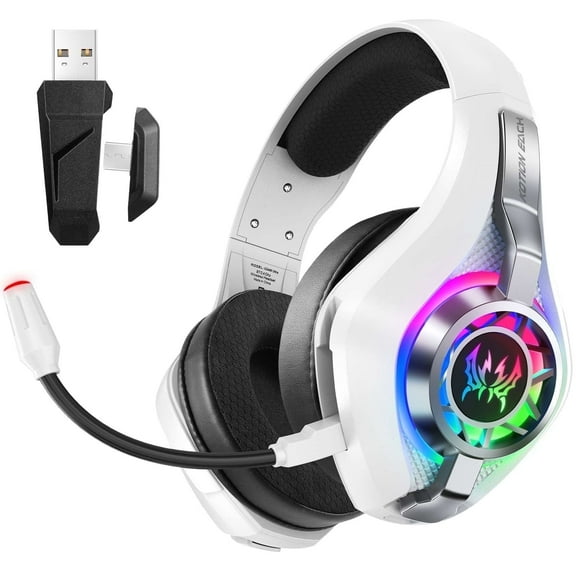 Wireless Gaming Headsets for PS5/PS4/Mobile Phone/PC/Switch Controller,PC Game Headset with Noise Canceling Microphone,3.5mm Wired Over-Ear Gaming Headphones with LED Light,7.1 Surround Sound