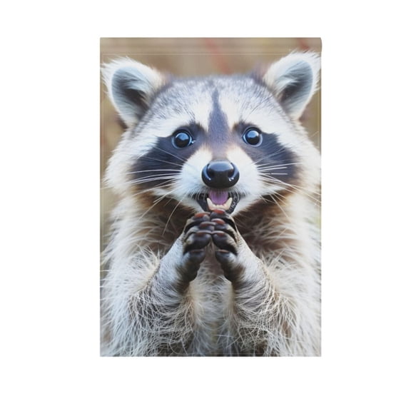 Hands Folded Raccoon Garden Flag 12"x18" Double-Sided Yard Flags for Outside Outdoor All Seasonal Decoration