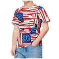 thumbnail image 4 of TOWED22 American Flag Girls 4th of July Shirt Memorial Day Patriotic Red White and Blue Toddler Kids Fitted T-Shirt（Red,11-12 Y）, 4 of 4
