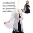 thumbnail image 3 of Sonducket Bufanda brillante de lujo, chal para sombra de protección solar, hilo fino femenino, borla de encaje hueco largo, capas de boda, Ropa, zapatos y accesorios Miscelánea Negro/Plata, 3 of 6