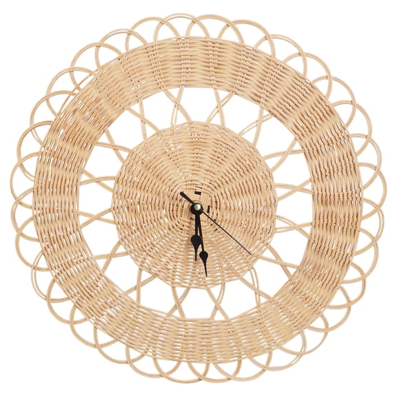 Rattan Woven Creative Modern Wall Clock Living Room Wall Decoration Bedroom Mute Retro Wall Clock Wall Decor