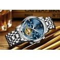 thumbnail image 2 of GUANQIN Rhinestone Skeleton Multifunctional Dial Automatic Self-Winding Mechanical Men Wrist Watch Business Steel Leather Sapphire Crystal Waterproof Clock Luminous Moon Phase, 2 of 7
