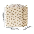 thumbnail image 2 of Drawstring Storage Bin, Large Fabric Storage Basket with Handles for Clothes, Toys, Blankets, Home Organization, Beige Floral Decorative Collapsible Organizer, 2 of 5