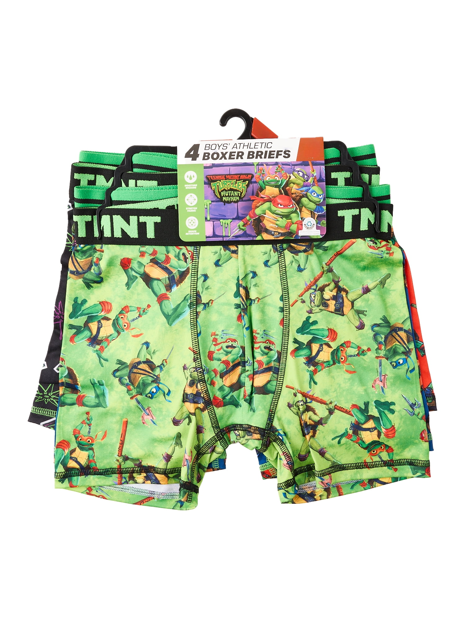 Teenage Mutant Ninja Turtles Boys Boxer Brief Underwear, 4-Pack, Sizes XS-XL